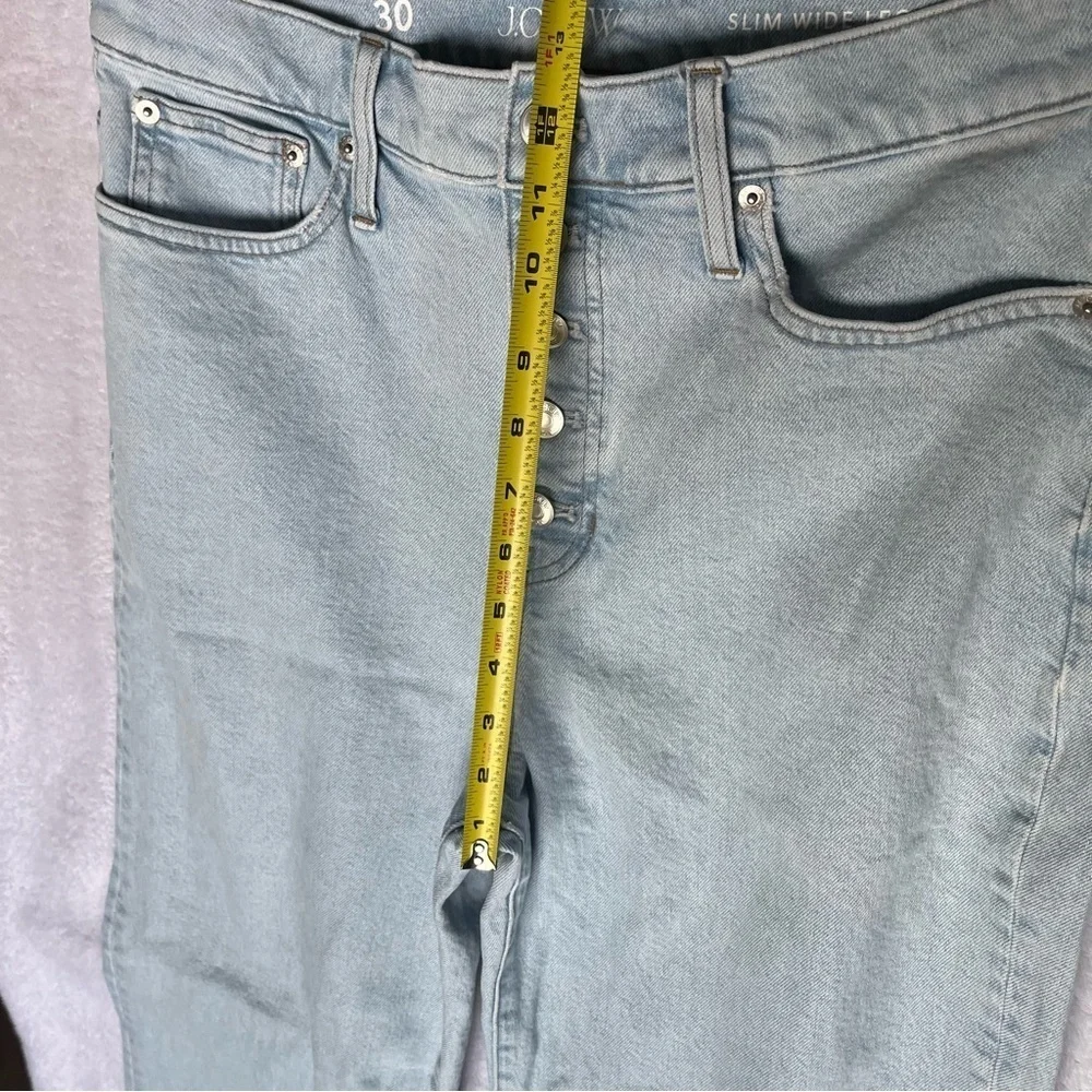 J. Crew Women Sz 30 Jeans Full length Slim Wide Leg Light Blue Wash EUC #BZ751